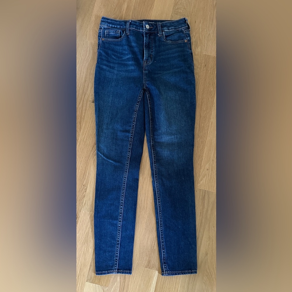 Old Navy Dark Blue Rockstar Super Hi-Ride Skinny Jeans